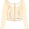 Women * | Georgette Top With Bustier Detailing Dolce & Gabbana Large Choice Beige