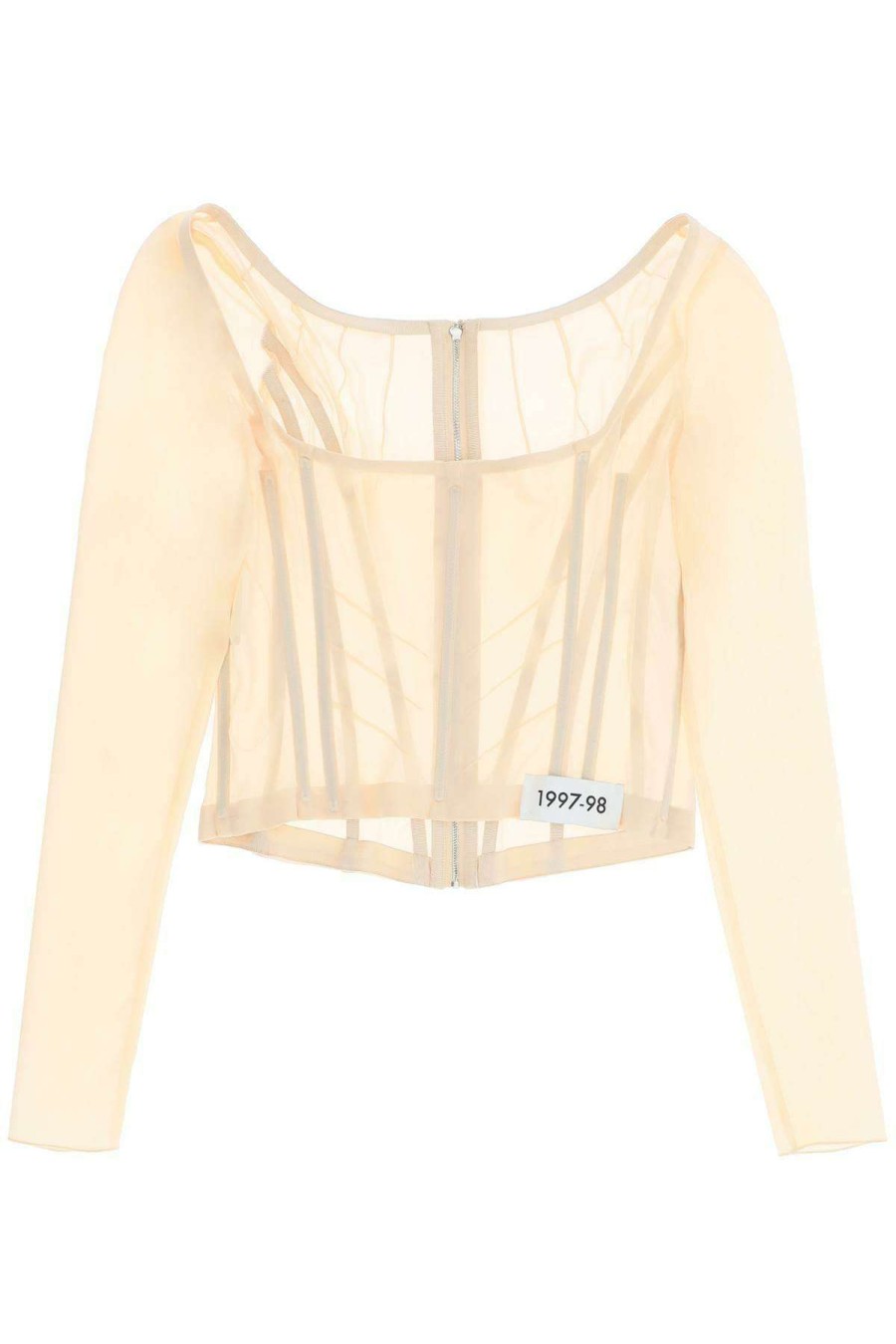 Women * | Georgette Top With Bustier Detailing Dolce & Gabbana Large Choice Beige