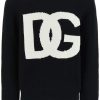 Men * | Crewneck Pullover With Jacquard Logo Dolce & Gabbana Special Style Black