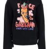 Women * | Printed Sweatshirt With Double Cuffs Dolce & Gabbana Store Black