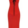 Women * | Longuette Dress With Bustier Detail Dolce & Gabbana Large Choice Red