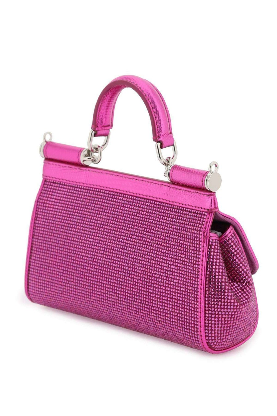 Women * | Small 'Sicily' Satin Bag With Rhinestones Dolce & Gabbana Best Sale Fuchsia