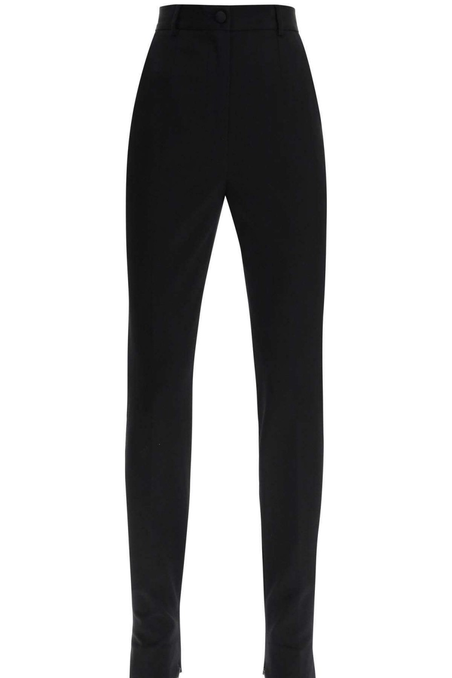 Women * | Slim Trousers With Zip Cuffs Dolce & Gabbana Special Style Black