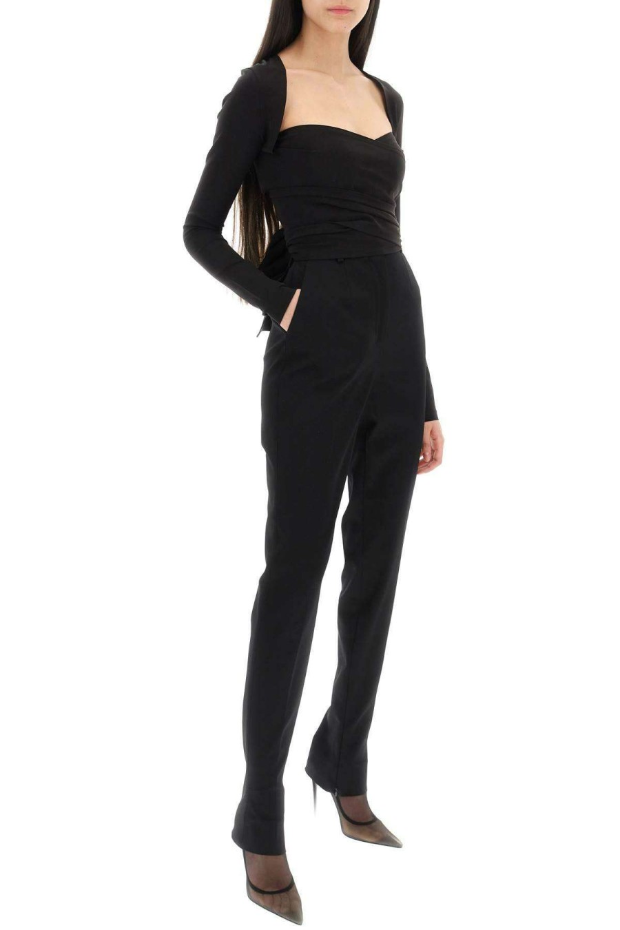 Women * | Slim Trousers With Zip Cuffs Dolce & Gabbana Special Style Black