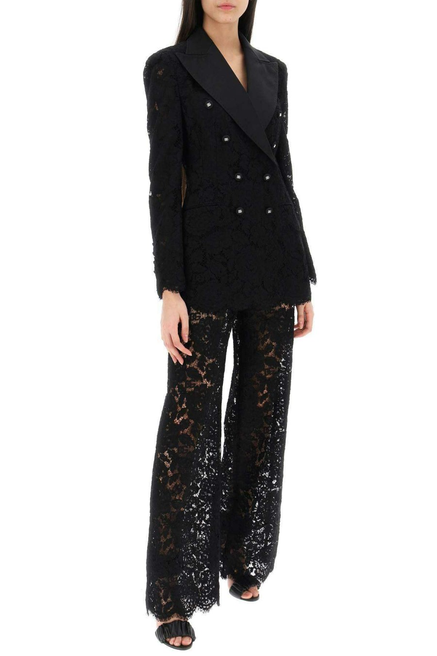 Women * | Flared-Leg Lace Pants Dolce & Gabbana Hot Selling Black