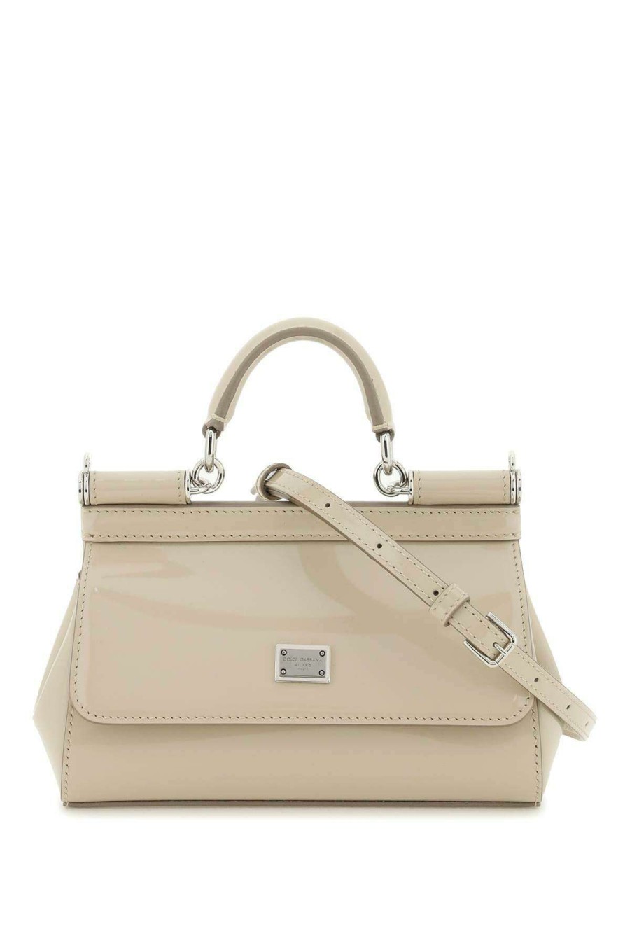 Women * | Patent Leather Small 'Sicily' Bag Dolce & Gabbana Hot Selling Beige