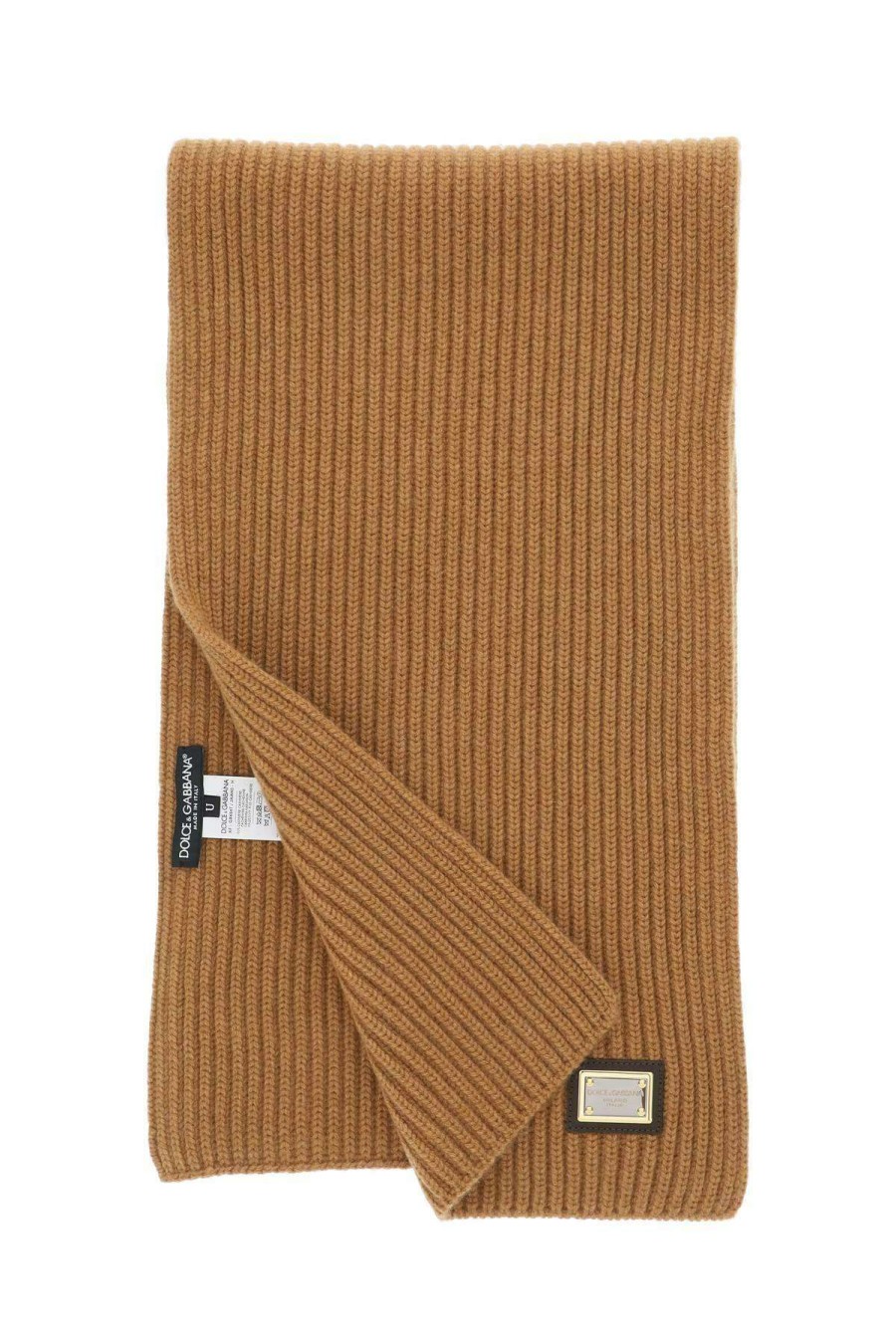 Men * | Ribbed Cashmere Scarf Dolce & Gabbana Outlet Brown