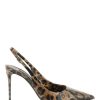 Women * | Animalier Patent-Leather Sling-Back Pumps Dolce & Gabbana Shop Brown