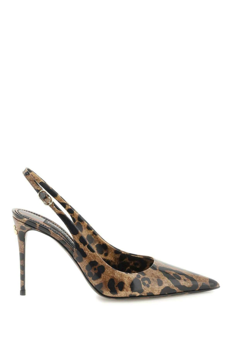 Women * | Animalier Patent-Leather Sling-Back Pumps Dolce & Gabbana Shop Brown