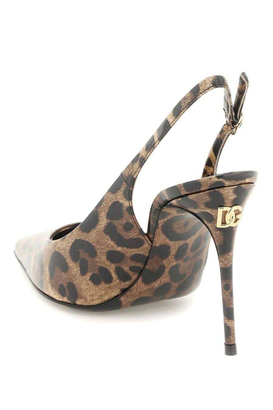 Women * | Animalier Patent-Leather Sling-Back Pumps Dolce & Gabbana Shop Brown