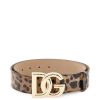 Women * | Glossy Leather Belt With Leopard Print And Dg Logo Dolce & Gabbana Special Style Beige/Black