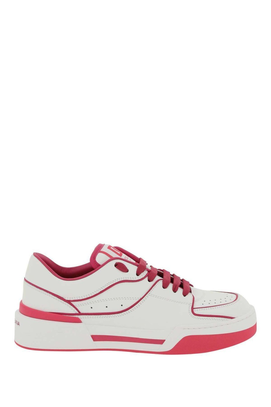 Women * | New Roma' Leather Sneakers Dolce & Gabbana Special Style White/Pink