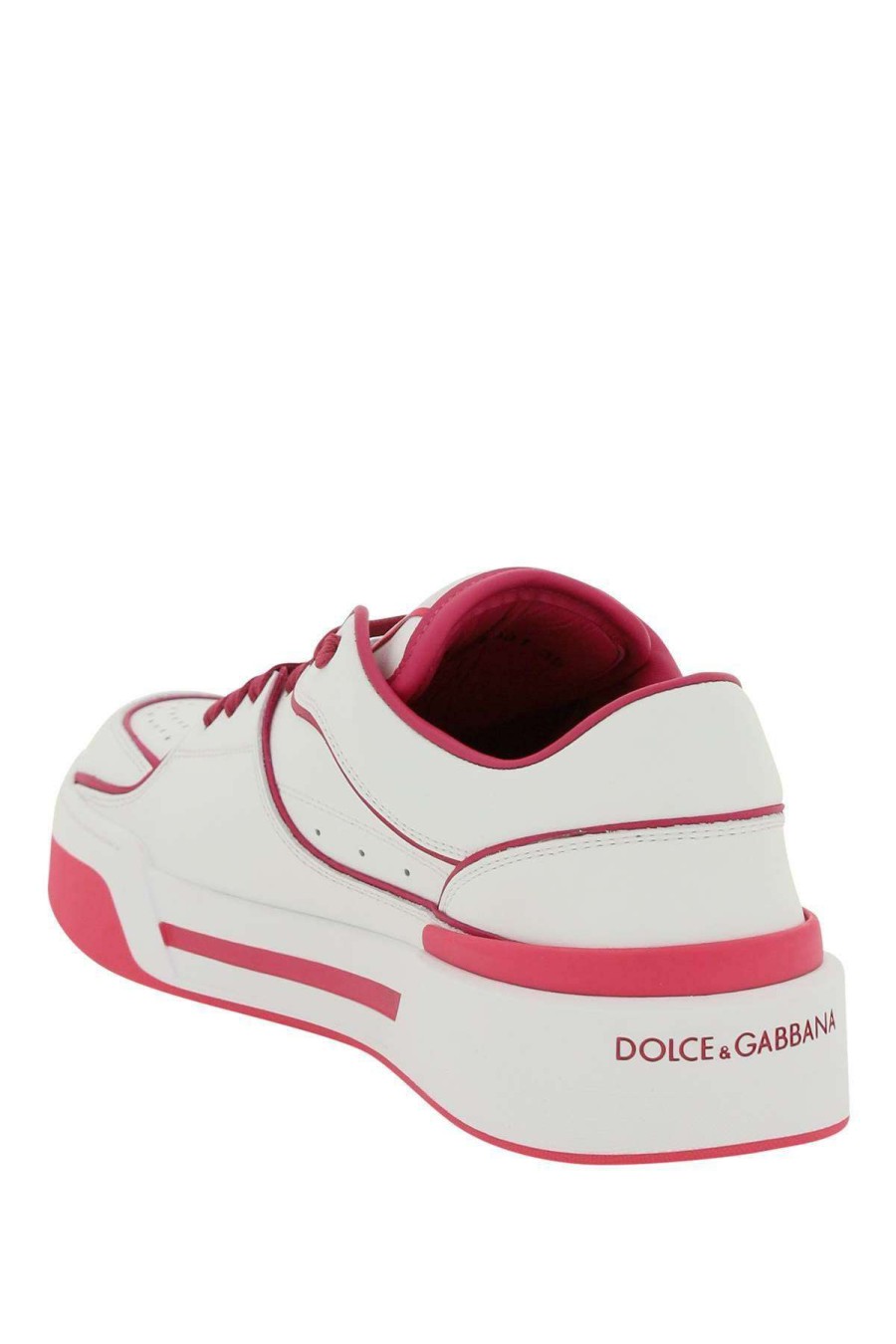 Women * | New Roma' Leather Sneakers Dolce & Gabbana Special Style White/Pink