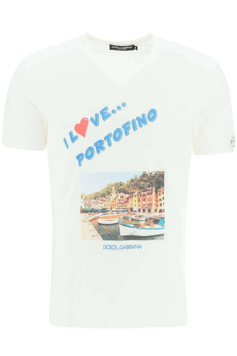 Men * | Portofino Print Re-Edition T-Shirt Dolce & Gabbana Good Quality White