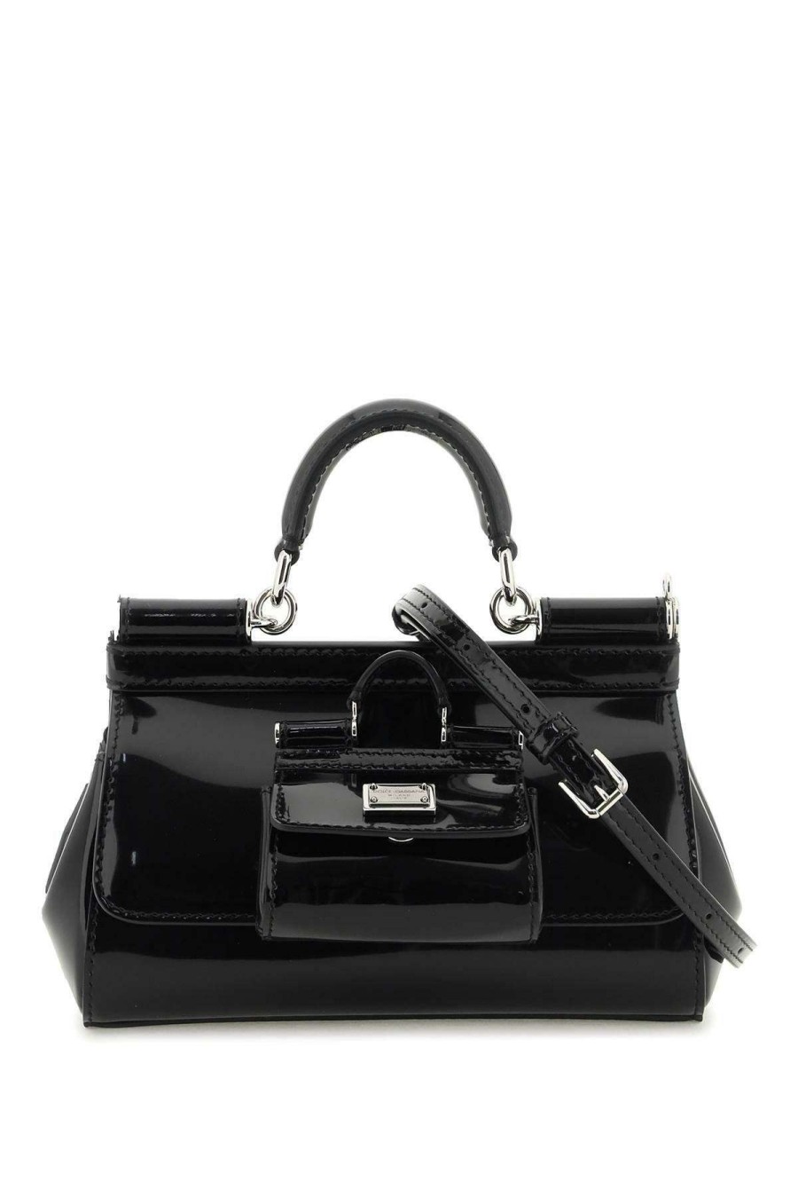 Women * | Patent Leather Small 'Sicily' Bag With Coin Purse Dolce & Gabbana Cheap Online Black