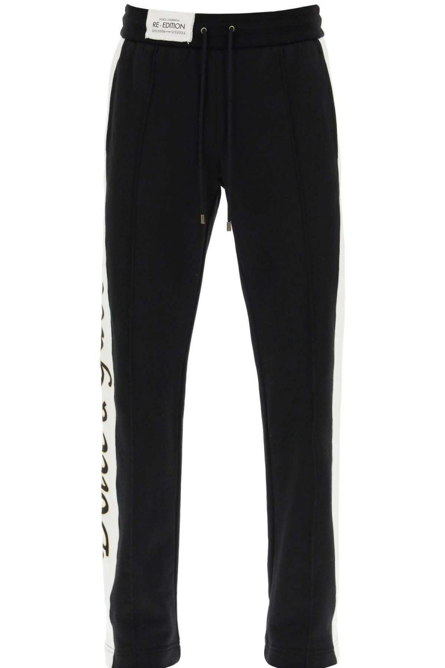 Men * | Jogger Pants With Lettering Logo Patch Dolce & Gabbana Exclusive Design White/Black