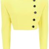 Women * | Cropped Jacket With Oversized Shoulders Dolce & Gabbana Best Sale Yellow