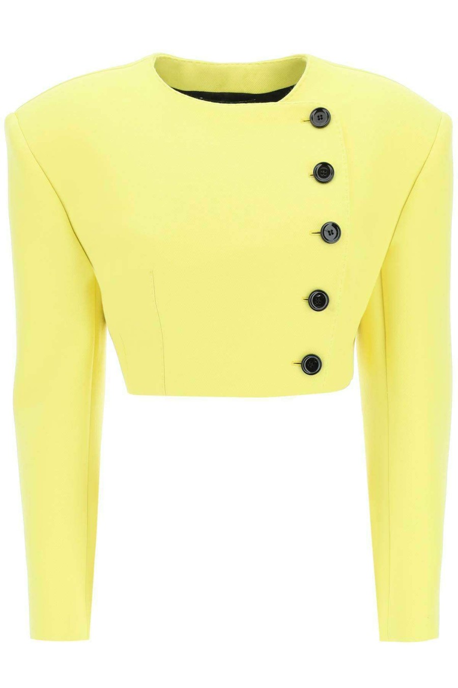 Women * | Cropped Jacket With Oversized Shoulders Dolce & Gabbana Best Sale Yellow