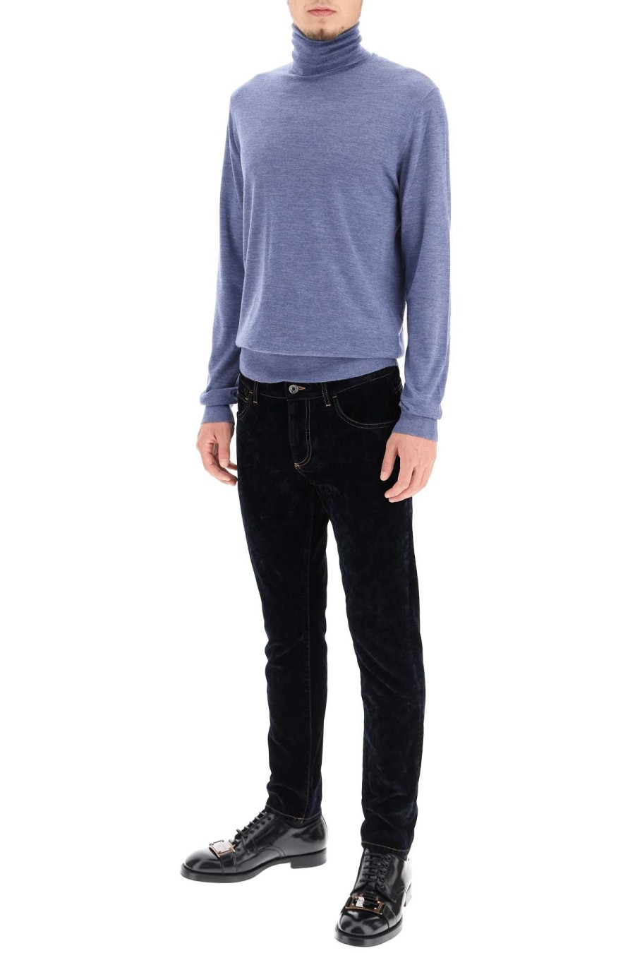 Men * | High Neck Cashmere Sweater Dolce & Gabbana Exclusive Design Blue/Purple