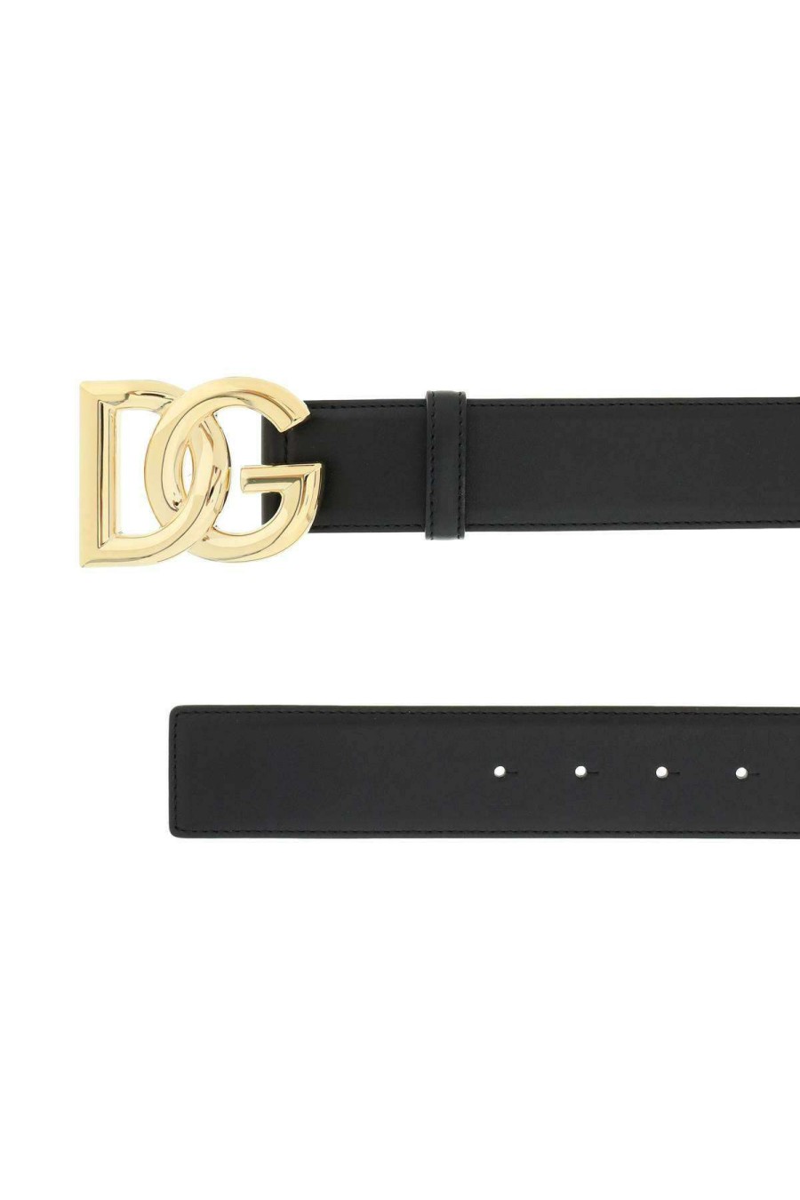 Women * | Leather Belt With Logo Buckle Dolce & Gabbana Outlet Black