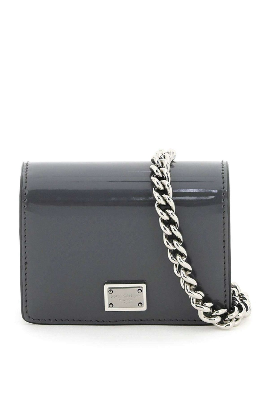 Women * | Patent Leather Mini Crossbody Bag Dolce & Gabbana Online Store Grey