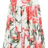 Women * | Long Poplin Shirt With Carnation Print Dolce & Gabbana 100% Guarantee White/Red