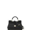 Women * | Small Sicily Bag In Dauphine Leather Dolce & Gabbana Hot Selling Black