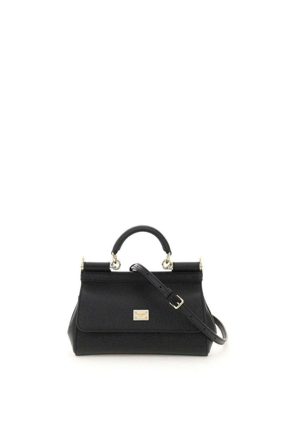 Women * | Small Sicily Bag In Dauphine Leather Dolce & Gabbana Hot Selling Black