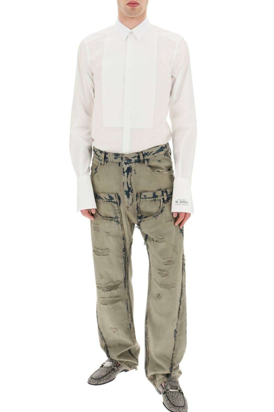 Men * | Overdyed Patchwork Jeans Dolce & Gabbana Exclusive Design Brown