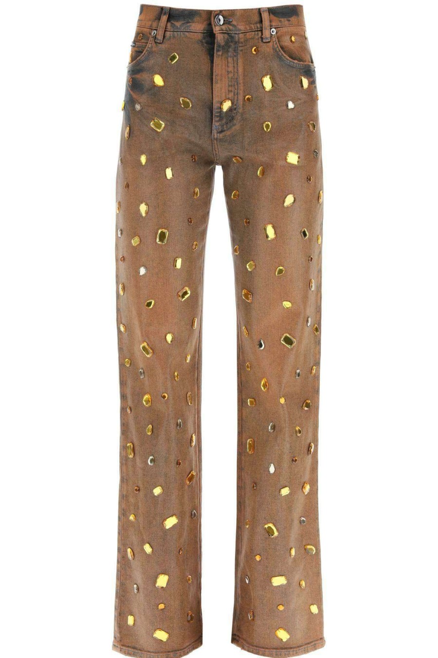 Women * | Jeans With Rhinestones Dolce & Gabbana Cheap Online Brown