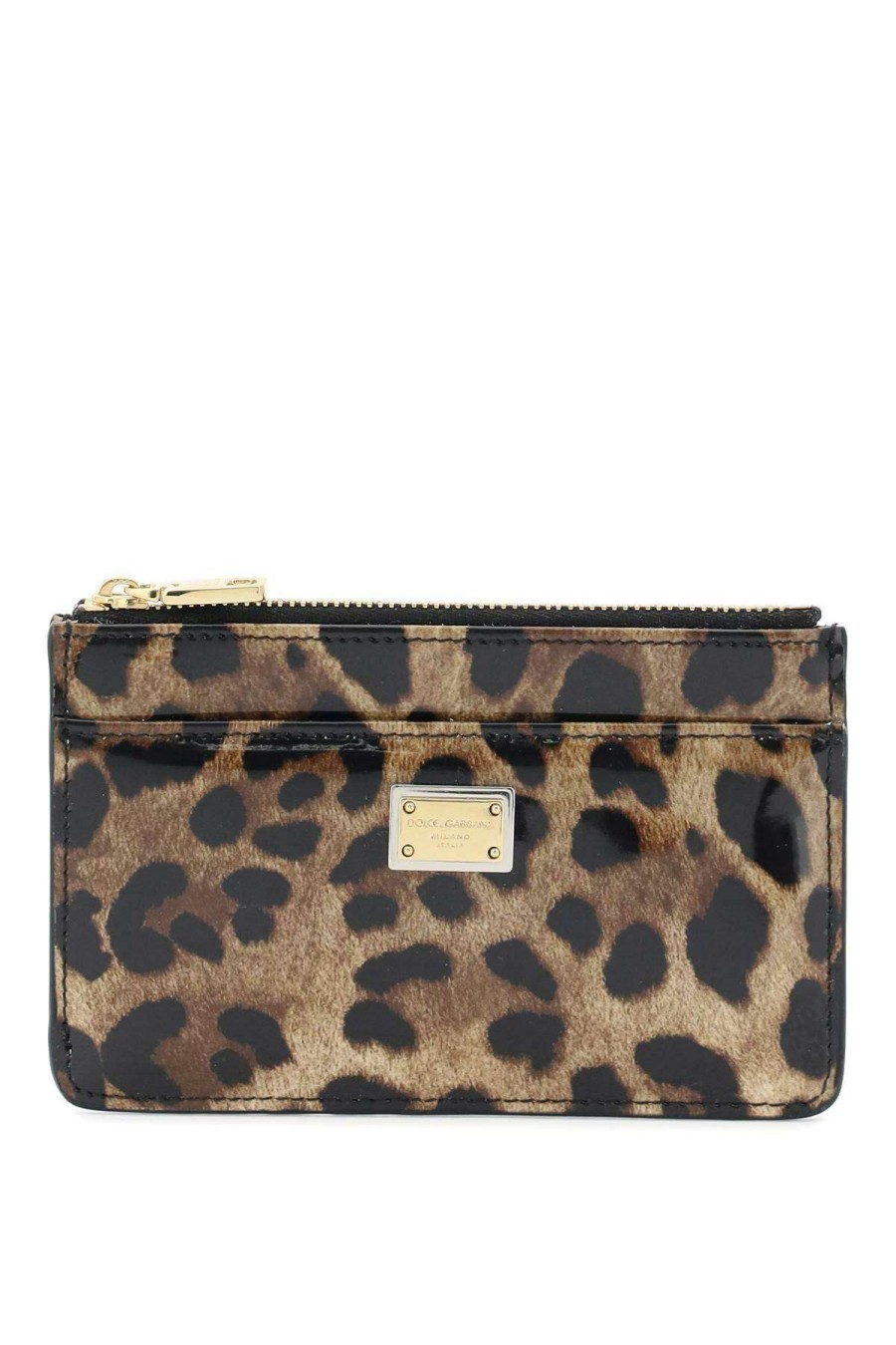 Women * | Leopard Print Leather Medium Cardholder Dolce & Gabbana Store Beige/Black