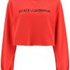 Women * | Logo Print Cropped Sweatshirt Dolce & Gabbana Top Selling Red