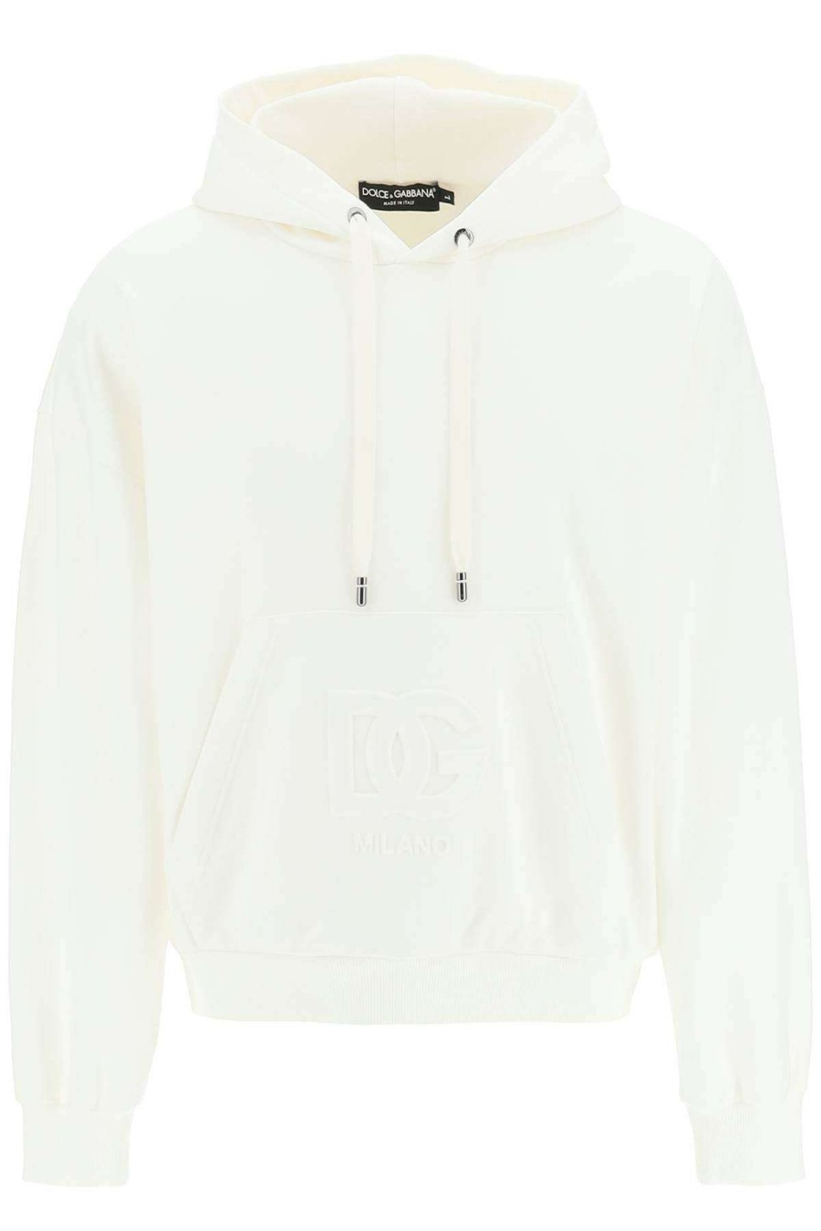 Men * | Embossed Dg Logo Hoodie Dolce & Gabbana New Threads White