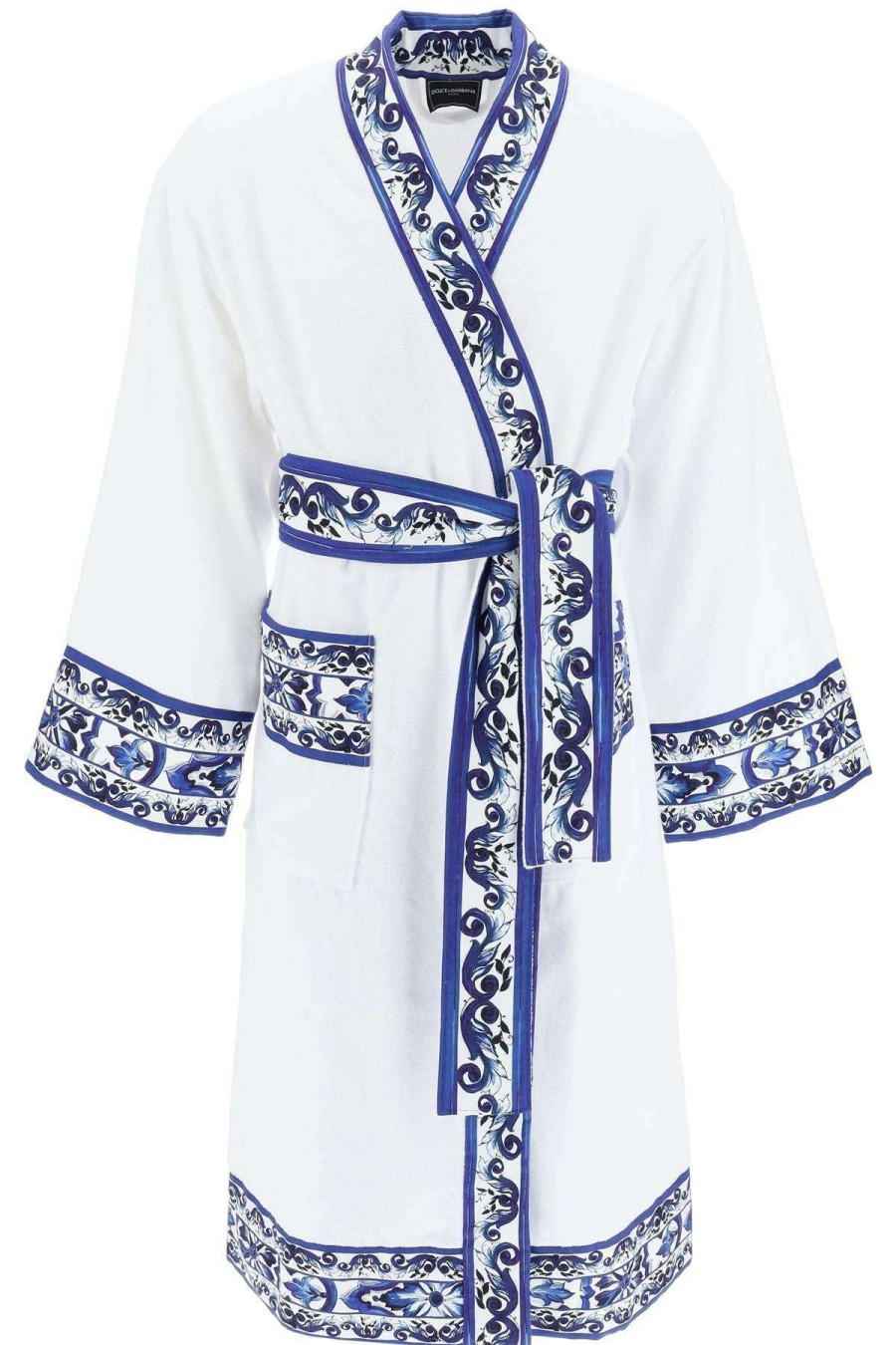 Men * | Blu Mediterraneo' Bathrobe Dolce & Gabbana Excellent Quality White/Blue