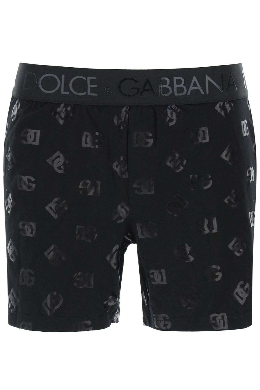 Men * | Long Underwear Trunks With All Over Logo Dolce & Gabbana Top Sellers Black