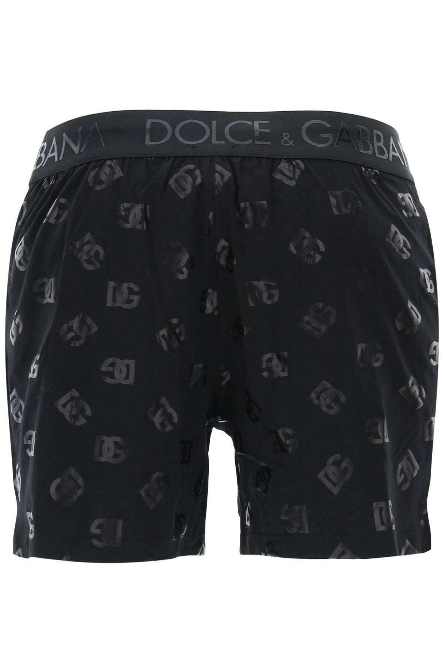 Men * | Long Underwear Trunks With All Over Logo Dolce & Gabbana Top Sellers Black