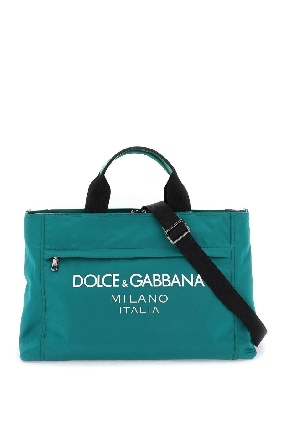 Men * | Rubberized Logo Nylon Duffle Bag Dolce & Gabbana Top Sellers Green