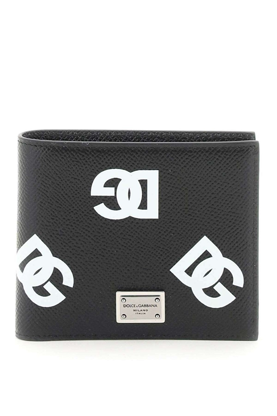 Men * | Leather Wallet With Print Dolce & Gabbana Excellent Black