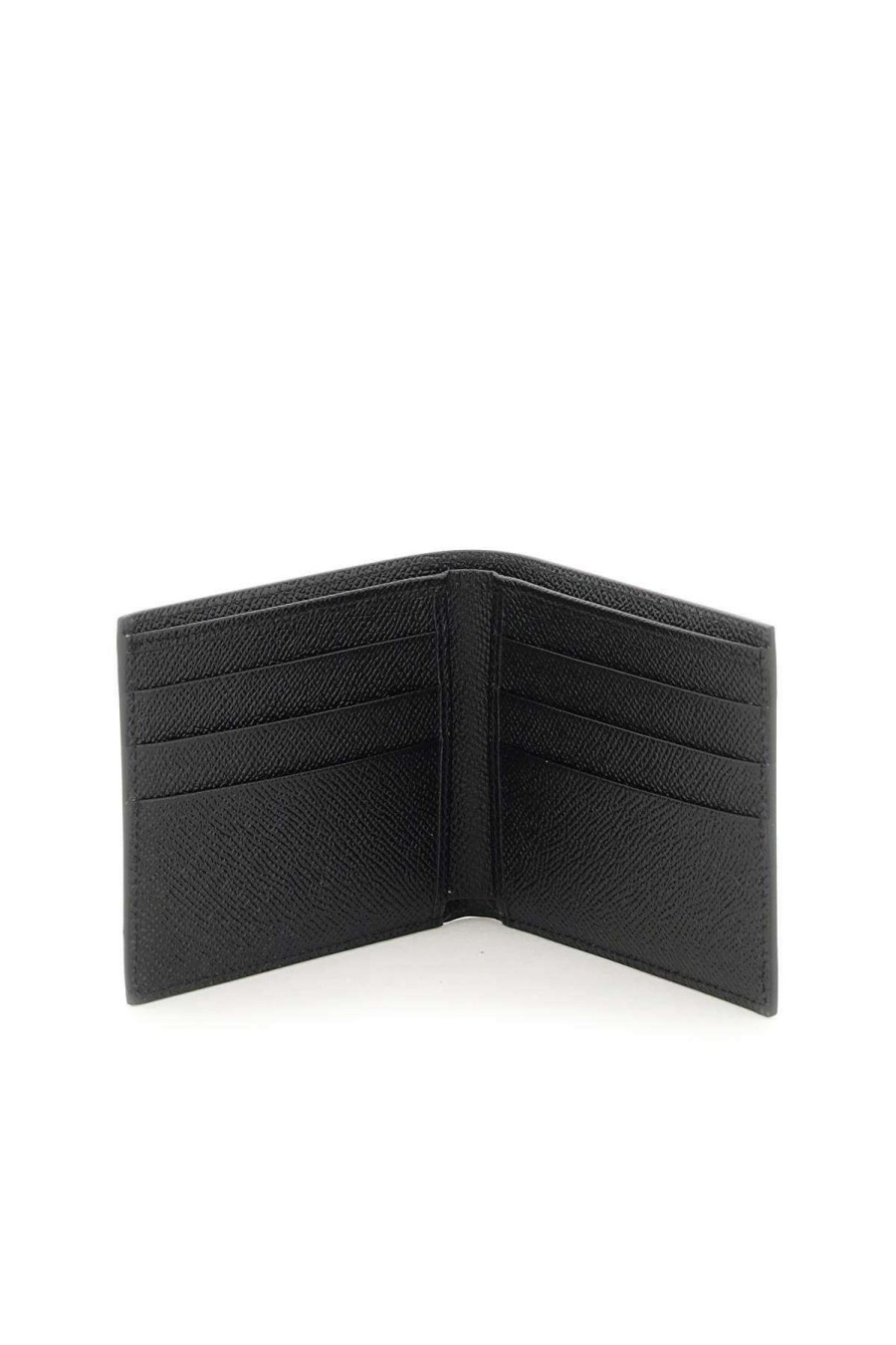 Men * | Leather Wallet With Print Dolce & Gabbana Excellent Black