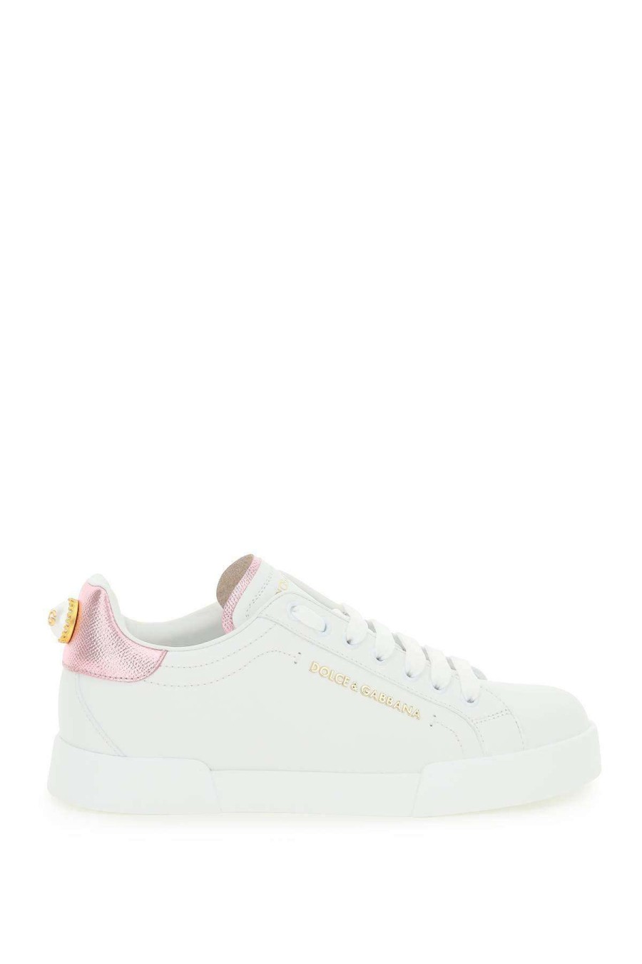 Women * | Portofino Sneakers With Pearl Dolce & Gabbana Top Sellers White/Pink