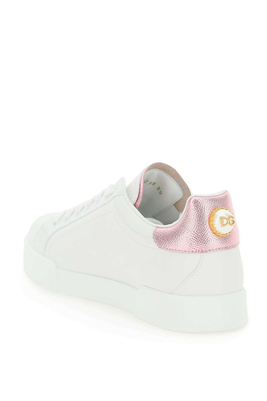 Women * | Portofino Sneakers With Pearl Dolce & Gabbana Top Sellers White/Pink