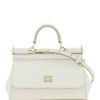 Women * | Small Sicily Bag In Dauphine Leather Dolce & Gabbana 100% Guarantee White