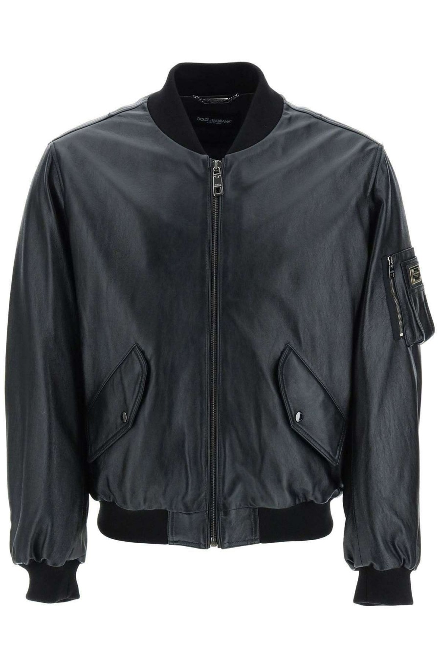 Men * | Leather Bomber Jacket Dolce & Gabbana Original Black