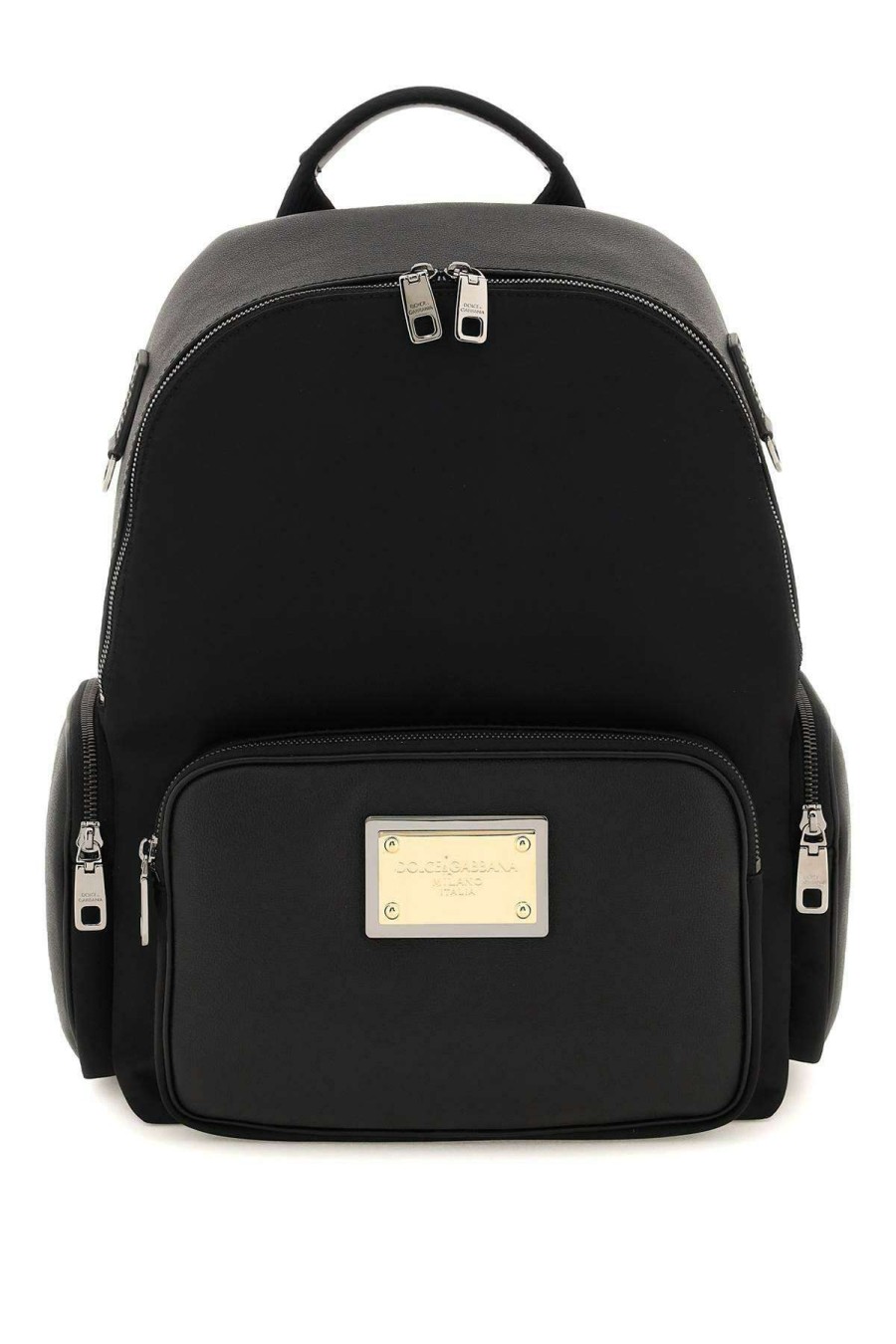 Men * | Nylon And Leather Backpack Dolce & Gabbana Bargain Sale Black