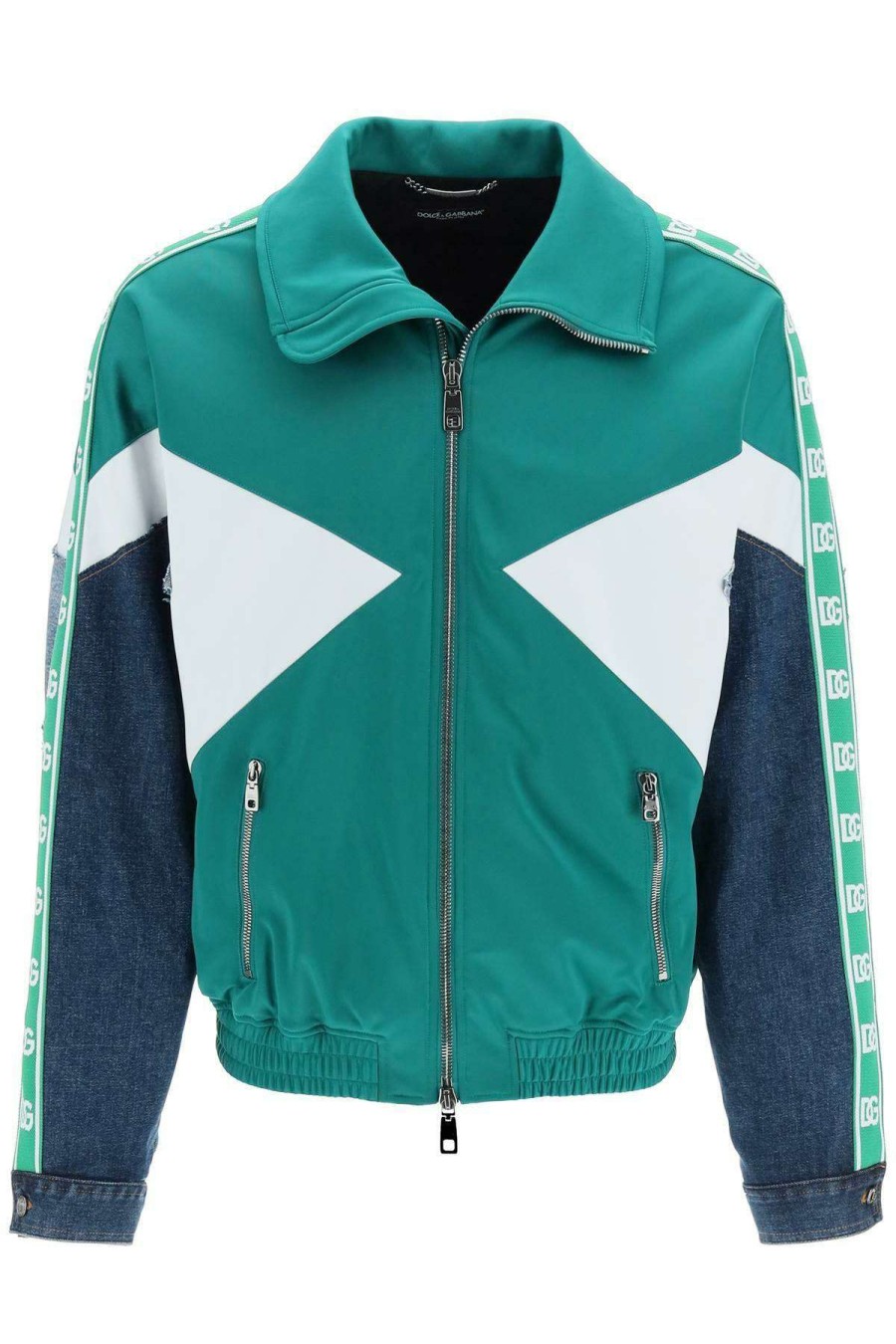 Men * | Patchwork Track Jacket Dolce & Gabbana Excellent Green