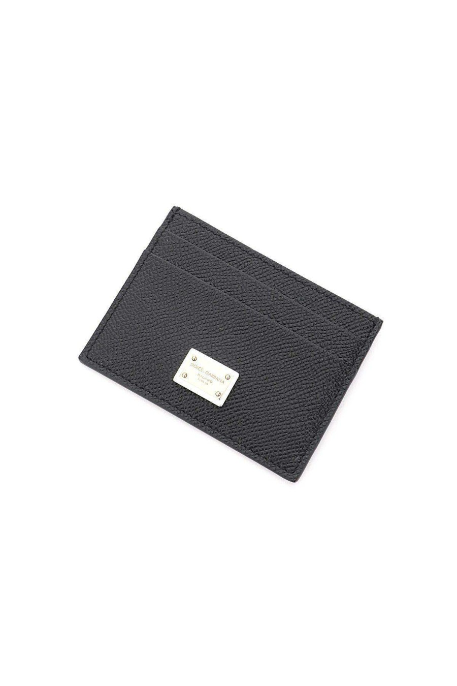 Women * | Leather Card Holder With Logo Plaque Dolce & Gabbana Top Sellers Black