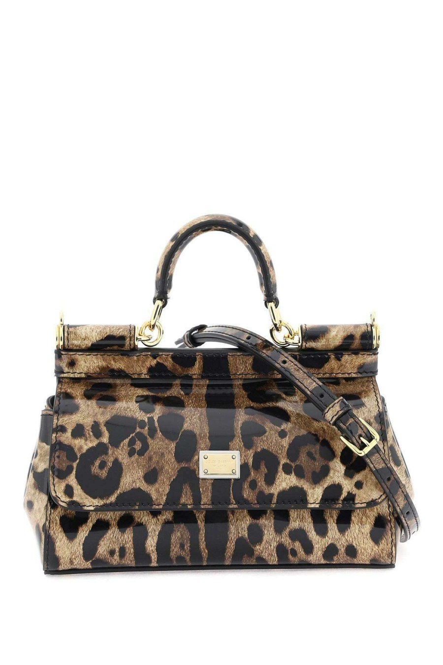 Women * | Leopard Leather Mini 'Sicily' Bag Dolce & Gabbana Discounts Black/Brown