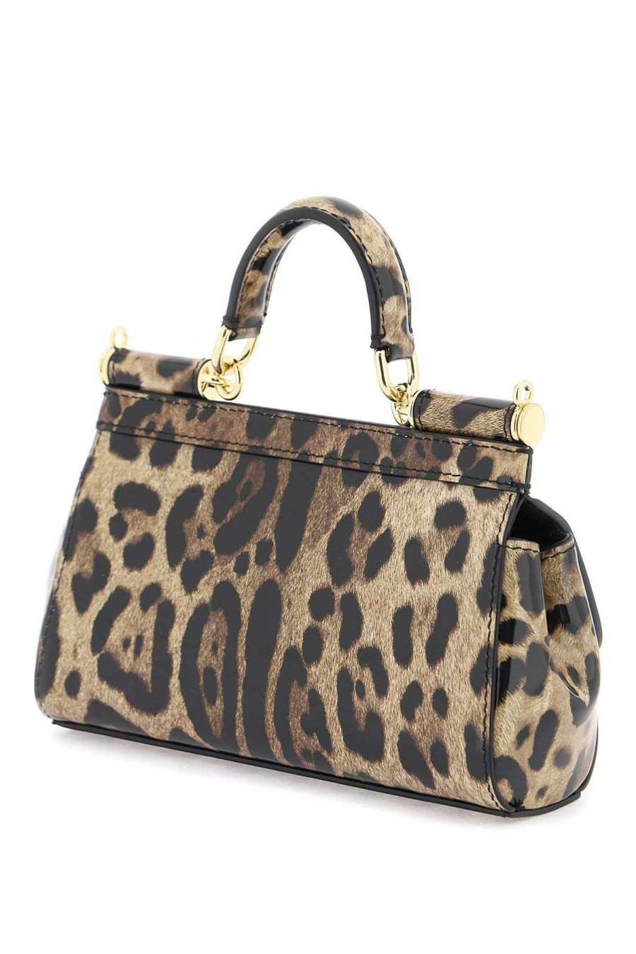 Women * | Leopard Leather Mini 'Sicily' Bag Dolce & Gabbana Discounts Black/Brown