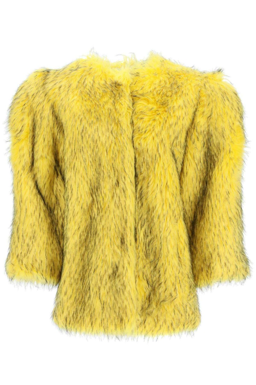 Women * | Oversized Faux Fur Jacket Dolce & Gabbana Attractive Yellow/Black