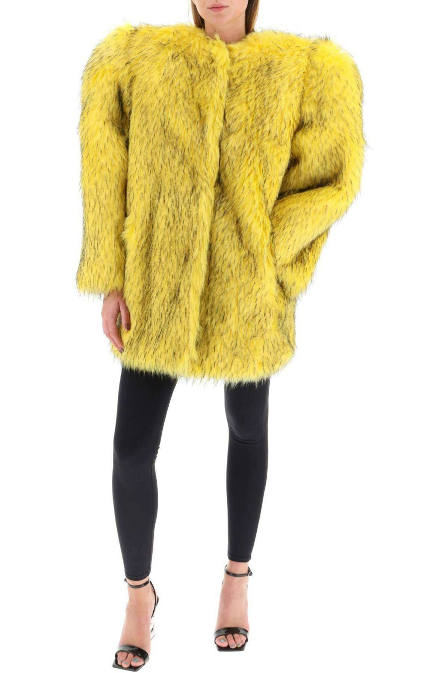 Women * | Oversized Faux Fur Jacket Dolce & Gabbana Attractive Yellow/Black